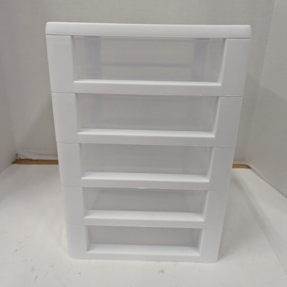 Sterilite 5-Drawer Desktop Organizer – Small Clearview White Unit - brown stains - Picture 5 of 8